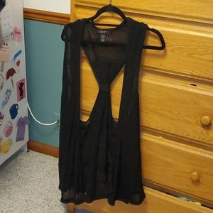 Black Knitted Tank Cardigan